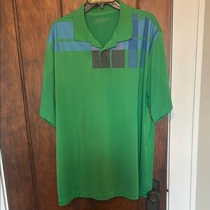 Nike Green Polo with Blue and Black Design